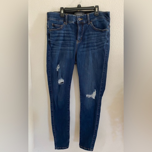 Torrid Bombshell Skinny Premium Stretch High-Rise Destructed Jeans,Size 14R - Picture 1 of 6